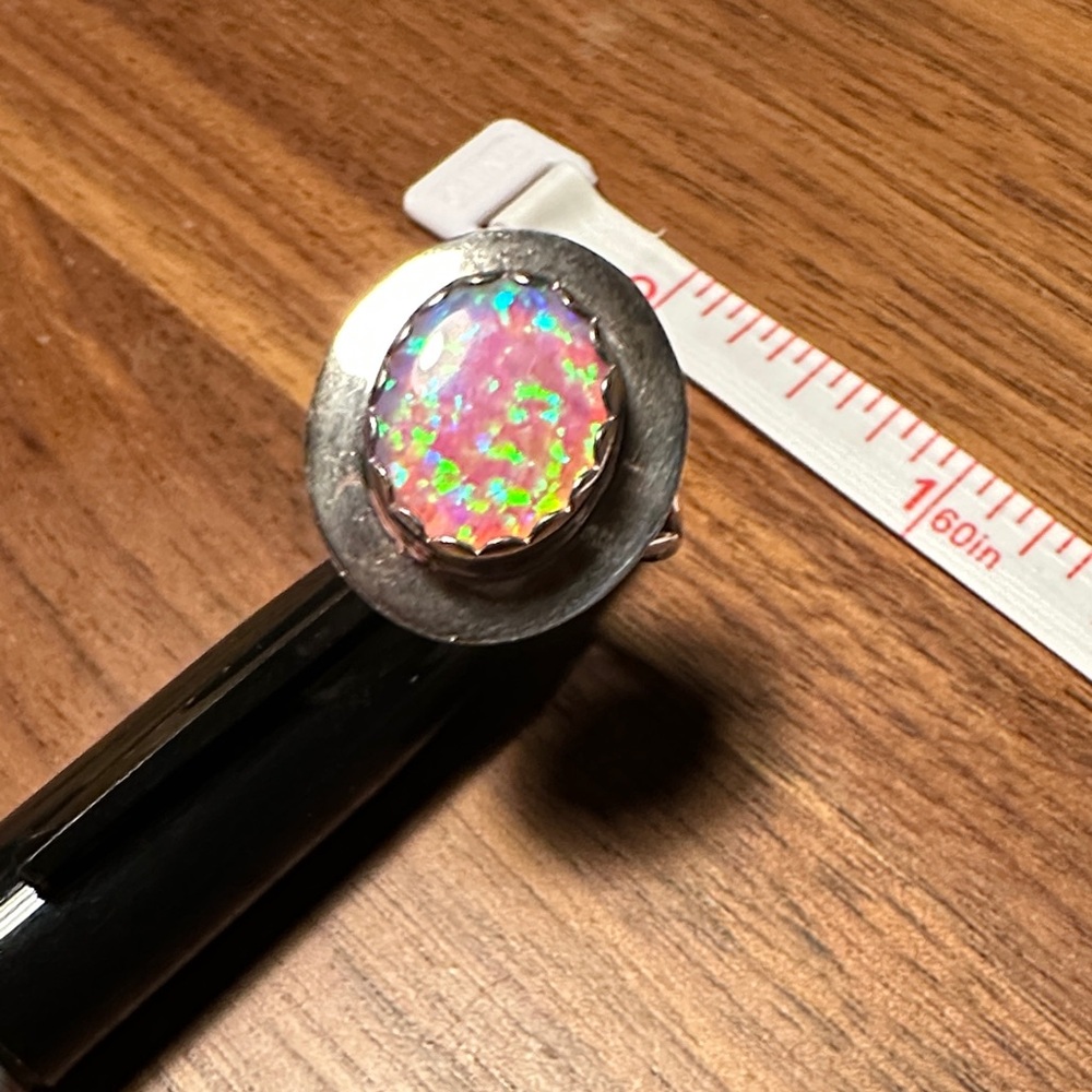 Vintage Navajo artist Tom Taylor Sterling Silver Opal Ring